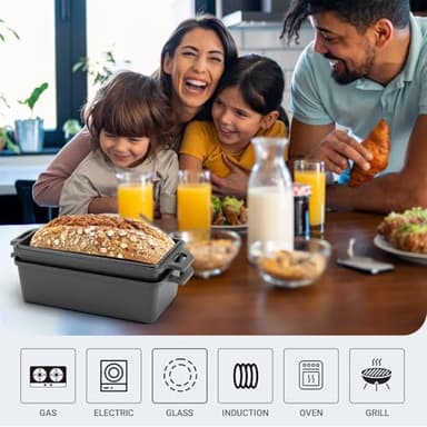 Northriver Casting 9×5 Inch Cast Iron Loaf Pan with Lid | Bread Baking Pan | Even Heat Distribution for Homemade Bread, Cake, and Meatloaf | 2 Piece Set - Image 5