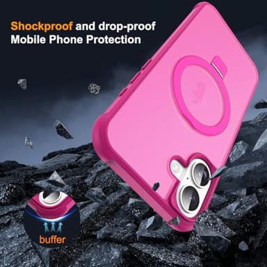 SKYLMW Compatible with iPhone 16 Case with Invisible Magnetic O-Ring Stand Military-Grade Translucent Case for iPhone 16 6.1" [Compatible with Mag-Safe][Great Grip Feeling], Rose - Image 7