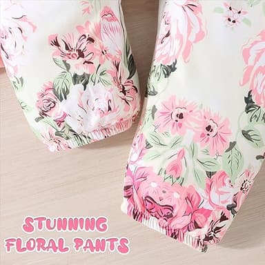 GDTOGRT Baby Girl Clothes Newborn Outfit Infant Ruffle Sleeve Romper and Floral Pants with Cute Headband Sets Baby Clothes for Girls 0-3 Months - Pink - Image 7