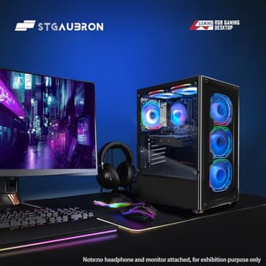 STGAubron Gaming PC Computer Desktop, AMD Ryzen 5 5500 up to 4.2GHz, GeForce RTX 3050 6G, 32G DDR4, 1T SSD, WiFi 6 5G & BT 5.2, RGB Fan x6, Windows 11 Home - Image 4
