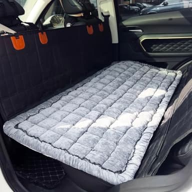 AEEISHOMEREFORM Backseat Pet Bed Mat, Truck Plaid Dog Bed for Car Back Seat, Deluxe Dog Seat Covers, Non-Slip Travel Pet Mat, Fit for Backseat Extenders and Trucks SUVs (Grey, 24.8x54 inch) - Image 1