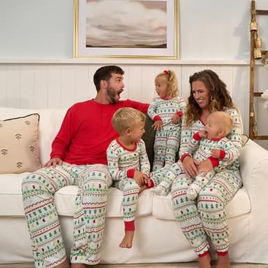 Gerber Baby Boys' Holiday Family Pajamas, Mint/Red, X-Large - Image 5