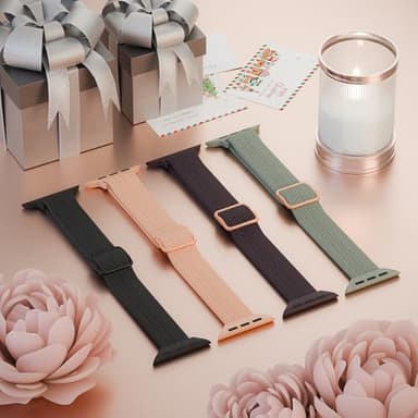 4 Pack Slim Braided Stretchy Compatible with Apple Watch Band 38mm 42mm 40mm 44mm 41mm 45mm 46mm 49mm Women Men, Solo Loop Nylon Thin Strap for iWatch Series 11 10 9 8 7 SE 6 5 4 3 Ultra - Image 2