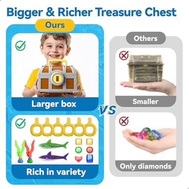 Pool Wave Kids Diving Pool Toy, Large Treasure Chest Water Dive Game W/Keys Gems Fish, Toddler Outdoor Swimming Treasure Box Playset, Fun Summer Swim Party Gifts 3 4 5 6 7 8 10 12 Year Old Boy Girl - Image 4