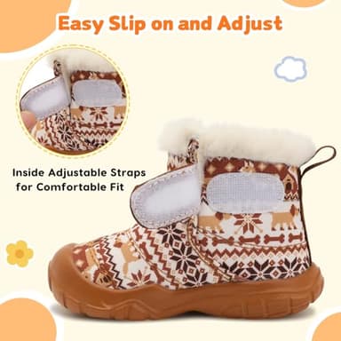 Scurtain Baby Boy Girl Snow Boots Infant Winter Warm Non Slip Shoes Cozy Fur Booties Lightweight Slip On Cold Weather Slippers Walking Shoes for First Walkers 6-12 Months - Image 4