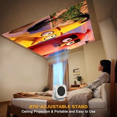 4K Support Outdoor Smart Projector with WIFI 6 and Bluetooth 5.2 with Apps Built-in , Native 1080P Mini Wireless Projector, 360° Rotatable, Electric Focus & Auto Keystone, Android Movie Projector - Image 6