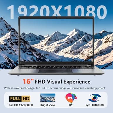 Laptop 16-inch 8GB DDR 256GB SSD Portable Laptop,Expandable to 1TB Pentium Quad-core CPU up to 2.64 GHz 9000mAh Battery Mini HDMI Interface USB3.0 Interface Dual-Band WiFi Webcam Slim laptops - Image 3