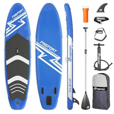 FBSPORT 11' Premium Stand Up Paddle Board, Yoga Board with Durable SUP Accessories & Carry Bag | Wide Stance, Surf Control, Non-Slip Deck, Leash, Paddle and Pump for Youth & Adult - Image 1