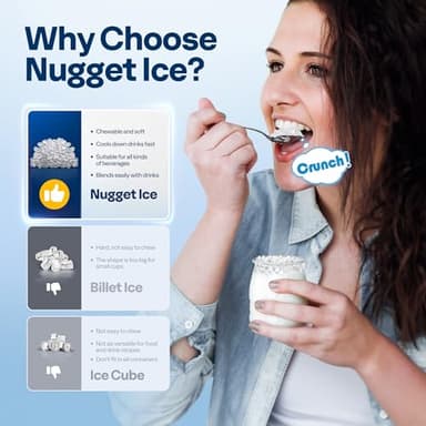 VIVOHOME Nugget Ice Maker Countertop, Portable Pebble Ice Maker Machine with 44lbs/Day, Soft Chewable Pellet Ice Machine with Self-Cleaning, Scoop, 10 Ice Bags, for Home Kitchen, Party, RV, Camping - Image 2