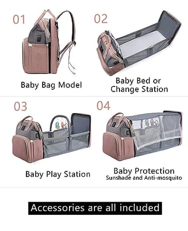 Diaper Bag Backpack with Changing Station: Pink Baby Toddler Bags for Girls Boys Women Large Big Travel Backpack Pañaleras Modernas Para Bebe Niña Newborn Essentials Mom Must Haves Baby Registry - Image 2