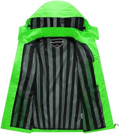 Women's Waterproof Raincoat Lightweight Rain Jacket Detachable Hood Travel Outdoor Fluorescent Green M - Image 3