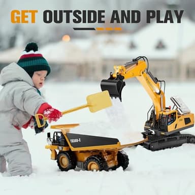 Remote Control Excavator Construction Toys for Boys, 2×1200mAh RC Construction Truck with Metal Shovel & Light, 11CH Excavator Toys for Boys 3-5 4-7 8-12 Year Old Kids Christmas Birthday Gift,120+Mins - Image 6