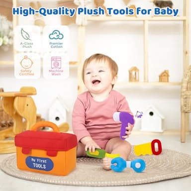 KMUYSL Baby Toys 6-12 Months, My First Tools Plush Toys -4 Pcs Sensory Playset Soft Toys with Squeaker Crinkle for 6-9-12 Months Newborn Infant, Birthday Christmas Gifts for Boys Girls - Image 3