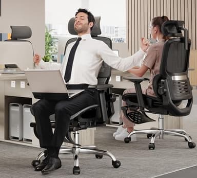 MOLENTS Ergonomic Office Chair, High Back Desk Chairs with Retractable Footrest, Breathable Mesh, Adjustable Headrest, 3D Armrests, Lumbar Support, Tilt Function, Comfy Swivel Computer Gaming Chair - Image 9