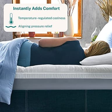 Sleep Innovations Cooling Comfort Gel Memory Foam Dual Layer Mattress Topper, 4 Inch, King Size, Pillow Top Cover - Image 2