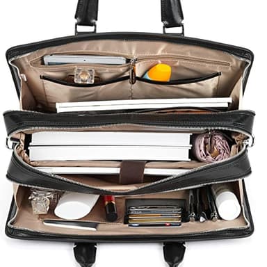 BOSTANTEN Women Genuine Leather Briefcase Tote Business Vintage Handbag 15.6" Laptop Shoulder Bag - Image 4