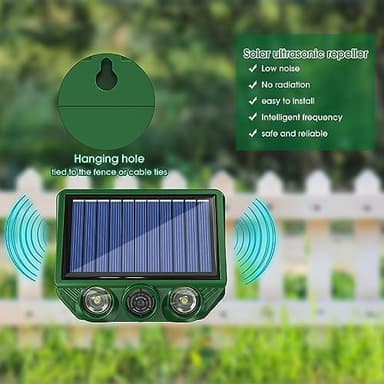 2 Pack Solar Ultrasonic Squirrel Repellent Outdoor, Waterproof Flash Lights Deterrent, Dog, Deer Repellent to Repel Wolves, Cat, Coyote, Raccoons, Hawks, Rabbit, Shunk, Snake, Animal Repeller for Yard - Image 6