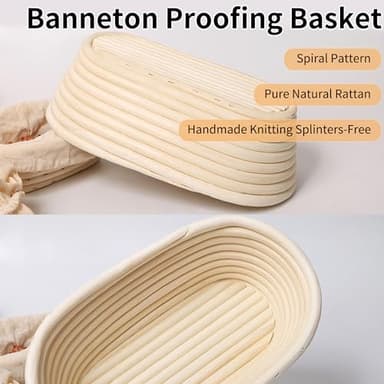 Banneton Bread Proofing Basket, 2 Pack 10 Inch Oval Sourdough Proofing Basket, Sourdough Bread Baking Supplies for Making Baking Fermentation Food Storage Tools - Image 4