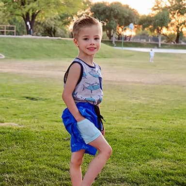 Cozople Big Boys Quick Dry UPF50+ Beach Swim Trunks with Stretchy Boxer Brief Liner Swimming Shorts Novelty Blue Shark Graphic Lightweight Swimwear Bathing Suit Size 10-12 - Image 8