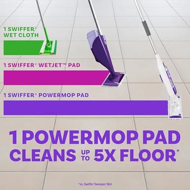 Swiffer PowerMop Multi-Surface Mop Kit for Floor Cleaning, Includes PowerMop, 2 Mopping Pad Refills, 1 Cleaning Solution with Fresh Scent and 2 Batteries - Image 7