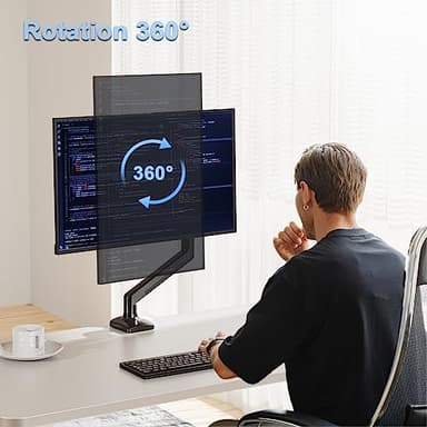 ErgoFocus Single Monitor Mount Arm Fits up to 32 Inch, Desk Mount Holds 4.4-19.8lbs Computer Screen, Full Motion Gas Spring Monitor Desk Mount, VESA Mount 75x75, 100x100 - Image 2