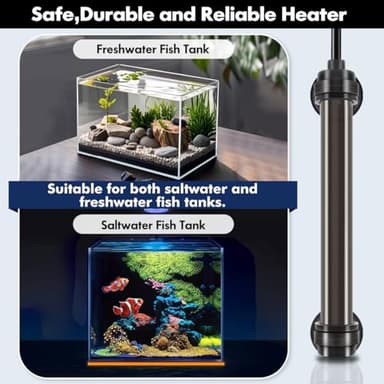 Orlushy 25W Submersible Mini Fish Tank Heater, Adjustable Aquarium Heater with Digital Display External Controller, Overheat Protection and Free Thermometer for 1-5 Gallon Freshwater & Saltwater Tank - Image 3