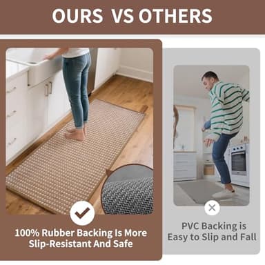 YDKGL Kitchen Mats for Floor, Super Absorbent Kitchen Rugs Non Slip Washable, Rubber Backing Soft Chenille Braided Kitchen Floor Mat Standing Mat Sink Mat, Easy to Clean, Brown 17"x28" - Image 7