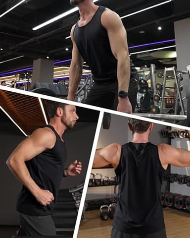 MAGCOMSEN Gym Tank Tops for Men Sun Shirt Quick Dry Summer Bodybuilding Workout Sleeveless Shirt Black Medium - Image 6