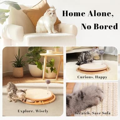 LMUGOOS Cat Scratcher, Cat Natural Sisal Scratching Pad, Kitten Interactive Toy with Ball Track Spring Ball for Chasing Hunting Mental Physical Exercise Puzzle - Image 2