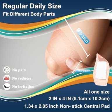 Hysimedy Silicone Adhesive Bandages Large Sizes for Sensitive Fragile Skin 2"x4" 20 Count Flexible Fabric Latex Free Hypoallergenic Breathable XL Bandages for Adhesive Allergy Wounds - Image 2