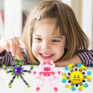 10 Pcs Transformable Fidget Spinner Toys for Kids, Stress Relief Sensory Toys for Autism ADHD, Birthday Party Favors, Easter Basket Essentials, Classroom Prizes, Stocking Stuffers for Boys Girls - Image 5