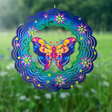 Butterfly Metal Wind Spinners - Butterfly Gifts for Women Mom Grandma Wife, Hanging Wind Spinner for Outdoor & Indoor Decorations, 12 inch for Ornament - Image 6