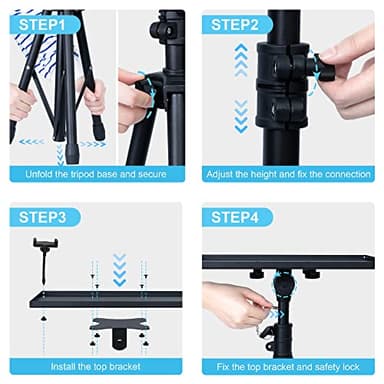 Projector Stand Tripod Adjustable, Laptop Height from 23.5 to 46.5 inches with Gooseneck Phone Holder, Floor for Office, Home, Stage, Studio, DJ Racks Holder Mount, 23.5inch-46.5inch - Image 7
