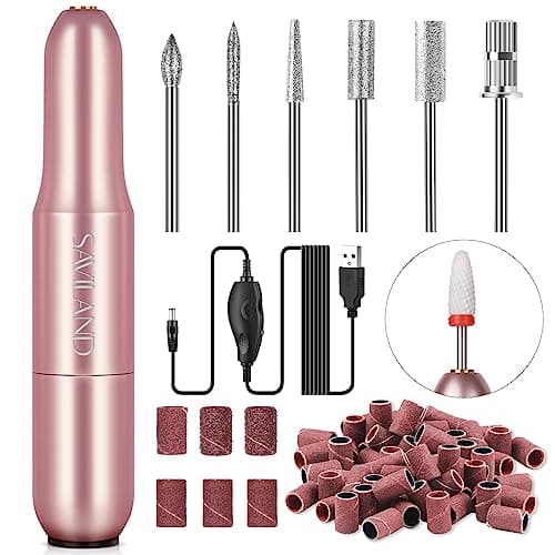 SAVILAND Acrylic Electric Nail Drill : Exclusive Love Series Portable Efile Nail Drill Machine Professional Complete Drill Bits for Remove Acrylic Nails Manicure & Toenails Nail Care Home Salon DIY - Image 1