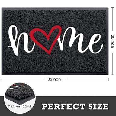CozyBounty Black Door Mat Welcome Mats Home Non-Slip Doormat for Entryway Low-Profile Floor Mat for Yard, Garage, High Traffic Areas (32"x20", Black) - Image 3
