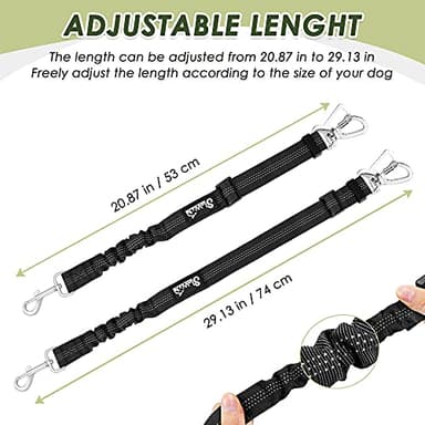 SlowTon Dog Seat Belt Harness for Car, Dog Car Harness Adjustable Mesh Breathable & Dog Seatbelt Safety Tether with Elastic Bungee for Small Medium Large Pets(Black, Double Clip, S) - Image 8