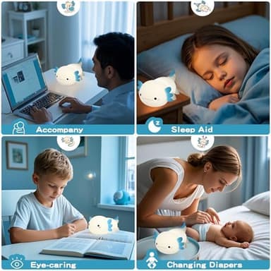 Axolotl Night Light,Cute Axolotl Lamp,Food Grade Silicone Nursery Nightlight,Rechargeable/Dimmable LED Squishy Novelty Animal Bedside Touch Lamp,Baby Room Decor, Axolotl Gifts for Kids/Boys - Image 5