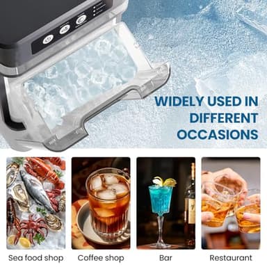 Chewable Crunchable Countertop Nugget Ice Maker，with Side Water Tank,41 Lbs in 24 Hours， Self-Cleaning, One-Click Operation, Stainless Steel,Ideal for Parties, Kitchens, Bars, Offices - Image 7