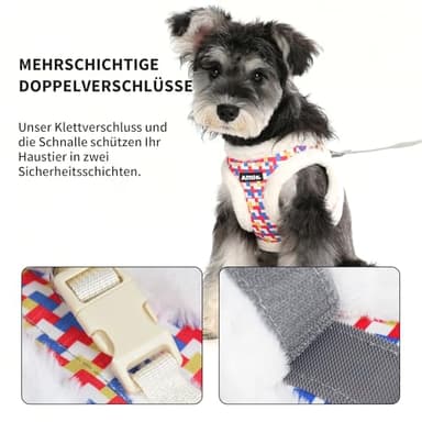 AIITLE Warm Plush Dog Vest Harness and Leash Set - No-Pull Plaid Dog Harness with Safety Buckle - Cold Weather Dog Harness for Indoor and Outdoor Use for Puppy and House Cats White XXS - Image 9