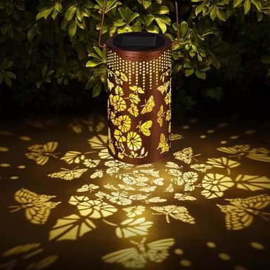 Solar Lanterns Outdoor Waterproof Butterfly Garden Decorations Gifts for Women Gifts for Mom Grandma Birthday Gifts Hanging Solar Lanterns Outdoor for Patio Decoration, Deck, Lawn, Passageway - Image 3