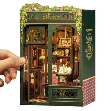 CUTEBEE Book Nook Kit, DIY Miniature House Kits for Adult and Teens, Dollhouse Mini Booknook House Bookshelf Decor, DIY Craft Gifts for Family and Friends（Owl Bookstore） - Image 1