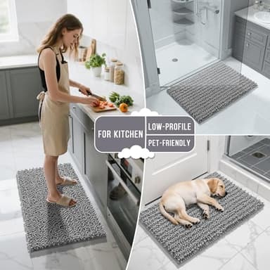 Yimobra Large Bathroom Rugs Non Slip Washable 36x24 Inch - Ultra Soft Absorbent Chenille Bath Mat, Quick Dry Shaggy Floor Carpet for Tub Shower, Gray Home Decor Accessories - Image 7