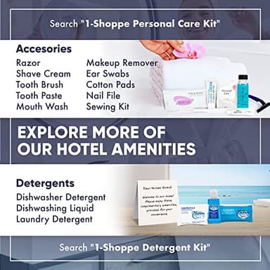 Infuse Pure White Tea and Coconut Hotel Soaps and Toiletries Bulk Set | 1-Shoppe All-In-Kit for Airbnb | 1oz Shampoo & Conditioner, Body Wash, Lotion & 1.25oz Bar Soap | Travel Size 150 Pieces - Image 9