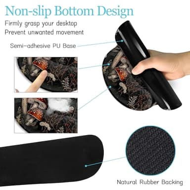 LIMKRIAN Mushroom Mouse Pad Set Large Desk Matt for Desktop, Ergonomic Mouse Pad with Wrist Rest, Gaming Mouse Pad Wrist Support Keyboard Mat Cup Coaster Set Office Desk Decor Accessories - Image 5