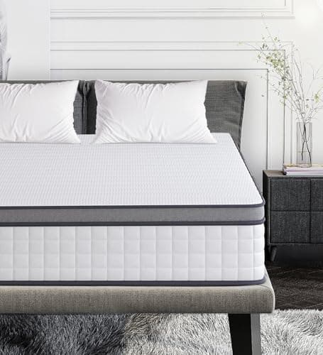 elitspace Queen Mattresses, 10 Inch Queen Size Mattress, Medium Firm Feel Memory Foam & Individual Pocket Springs, Pressure Relief & Support, Hybrid Mattress in a Box, CertiPUR-US Certified - Image 1