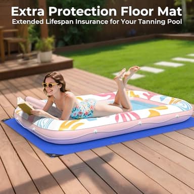 Inflatable Tanning Pool Lounger Float with Protection Tarp,70" x 46" Pool Floats Adult w/Pillow,6 in 1 Suntan Tub Floatie,Sunbathing Water Bed Lounge Blow Up Kids Ball Pit Party Gifts-Pink Champagne - Image 2
