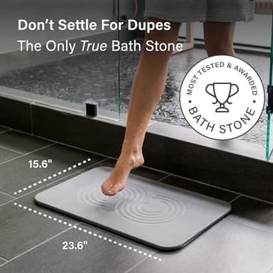 Dorai Home Bath Stone Mat 23.6"x15.4" – Quick-Dry, Non-Slip Diatomite Stone Bath Mat for Bathroom, Zen Slate - Image 8