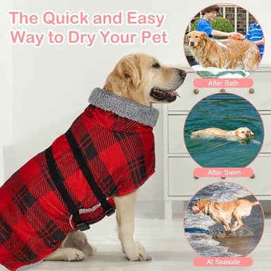 Dog Robe Quick Drying Dog Bathrobe Super Absorbant Dog Towels for Drying Dogs Cute Dog Clothes Thickening Dog Bath Supplies for After Bath Adjustable Dog Drying Coat, Wearable On Both Sides (S-XXL) - Image 6