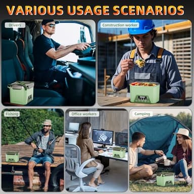 Cordless Electric Lunch Box, 1.2L Self Heating Lunch Box Battery Powered with Automatic Heating, BPA Free, Meal Prep Friendly (Green) - Image 5