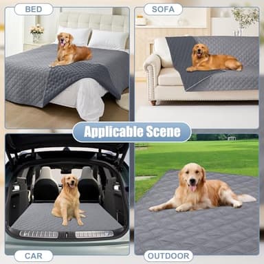 Smiry Waterproof Dog Blanket, Reversible Dog Bed Cover Pet Blanket, Soft Pet Couch Covers for Sofa Washable, Bed Couch Sofa Furniture Protector for Puppy Cat Kids (52"x82", Grey/Dark Grey) - Image 7